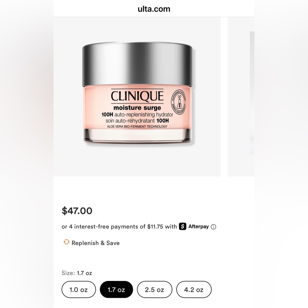 🚨SOLD🚨 Clinique Moisture Surge 100H Hydrator - Pink and Silver